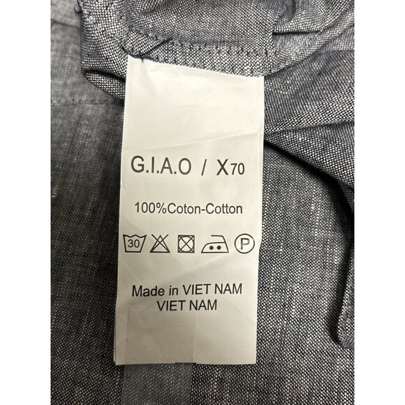 Loose-Fit Gray Split Neck Cotton Shirt By Trafaluc Denimwear - Picture 6 of 8